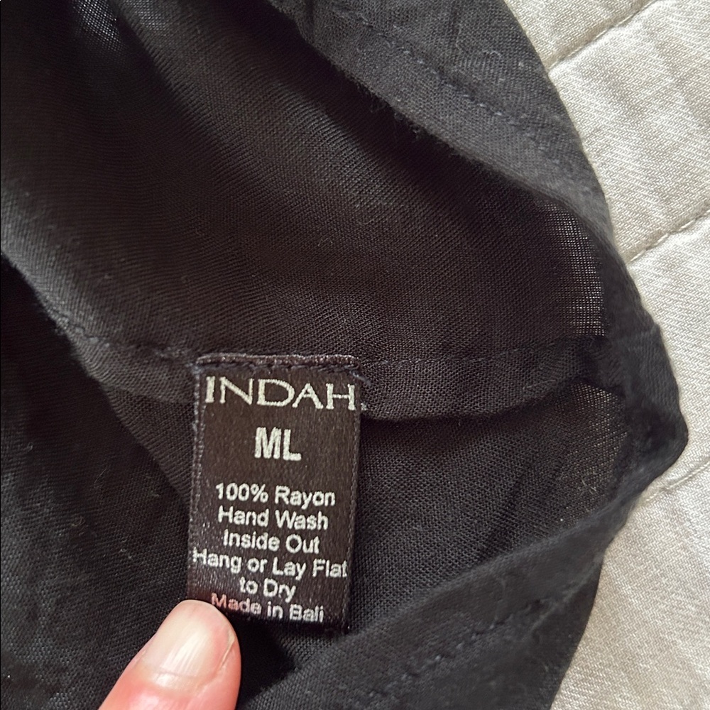 Indah revolve Lace Up black boho resort cover up Beachy slouchy Top ML - Picture 9 of 13